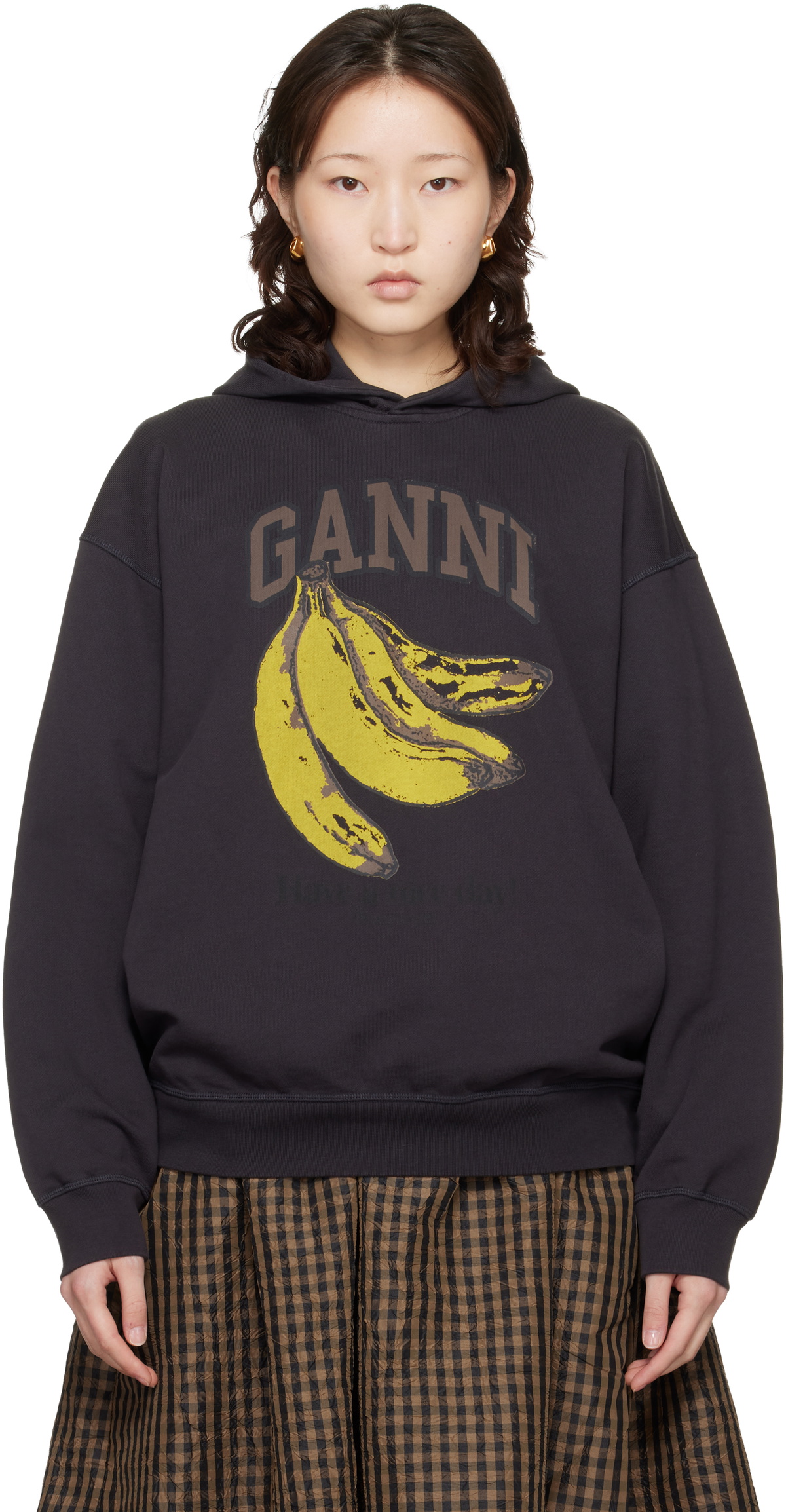 GANNI Black Isoli Banana Print Hoodie