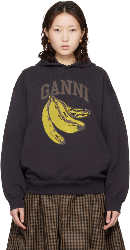 Photo: GANNI Black Isoli Banana Print Hoodie