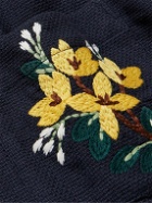 Portuguese Flannel - Convertible-Collar Embroidered Cotton-Piqué Shirt - Blue