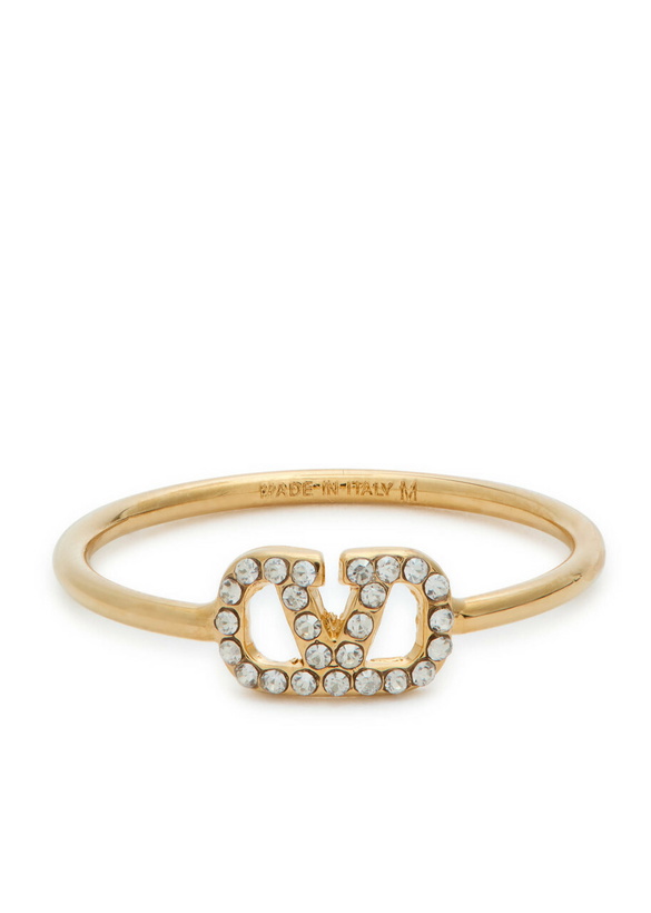 Photo: Valentino Garavani Crystal-embellished Vlogo Ring Gold