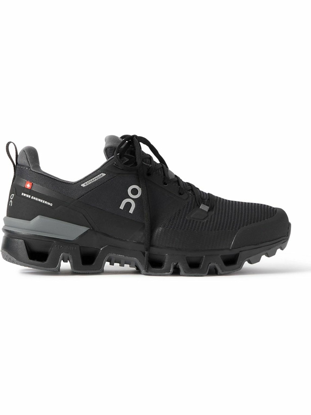 Photo: ON - Cloudwander Waterproof Rubber-Trimmed Mesh Running Sneakers - Black
