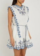 Alemais Leela Embroidered Cotton Mini Dress Cream