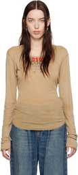 Dsquared2 Beige Marble Dyed Choke Fit Long Sleeve T-Shirt
