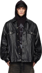 Balenciaga Black Oversized Pierced Leather Jacket