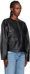 St. Agni Black Utility Cocoon Leather Jacket