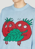 Sky High Farm Workwear - Intarsia Tomatoes Sweater in Light Blue