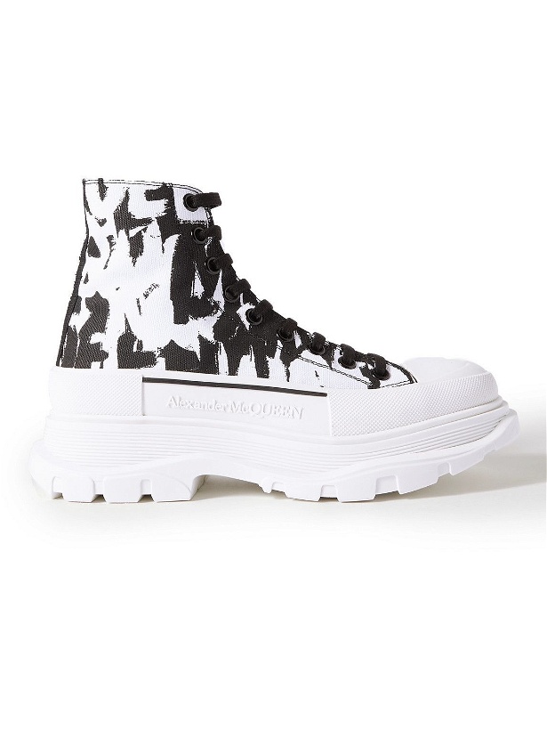 Photo: Alexander McQueen - Exaggerated-Sole Printed Canvas Boots - White