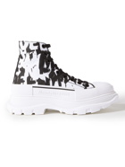 Alexander McQueen - Exaggerated-Sole Printed Canvas Boots - White