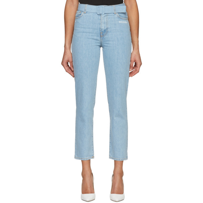 Photo: Off-White Blue Tight Crop Belt Jeans