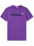 Moncler - Logo-Flocked Cotton-Jersey T-Shirt - Purple