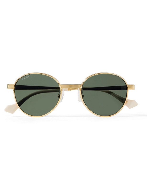 Photo: Gucci Eyewear - Round-Frame Gold-Tone Sunglasses