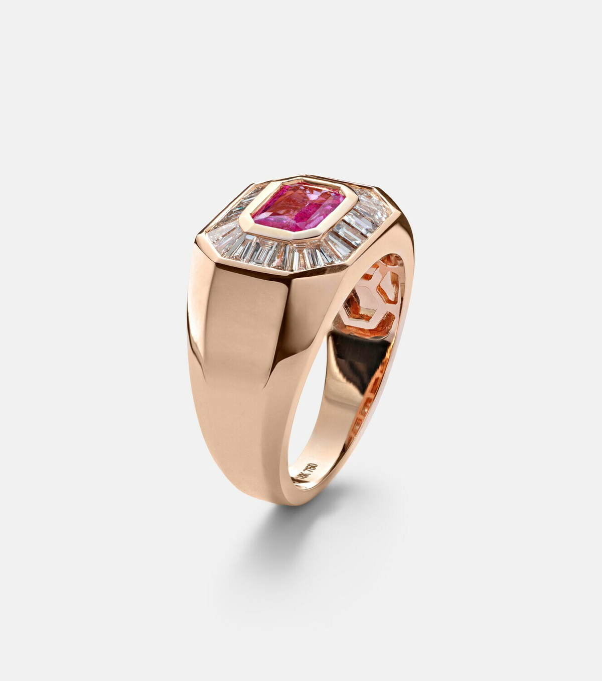 Shay Jewelry 18kt rose gold ring with pink sapphire and diamonds