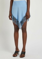 Rabanne Fringed Chains Asymmetric Woven Skirt Blue