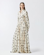 Pinko Long Shirt Dress With Swirl Print Cream/Black