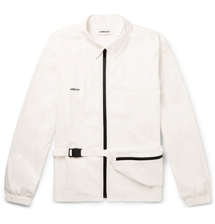 Photo: AMBUSH® - Logo-Print Cotton and Nylon-Blend Blouson Jacket with Belt Bag - White