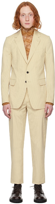 Photo: Dries Van Noten Beige Striped Suit
