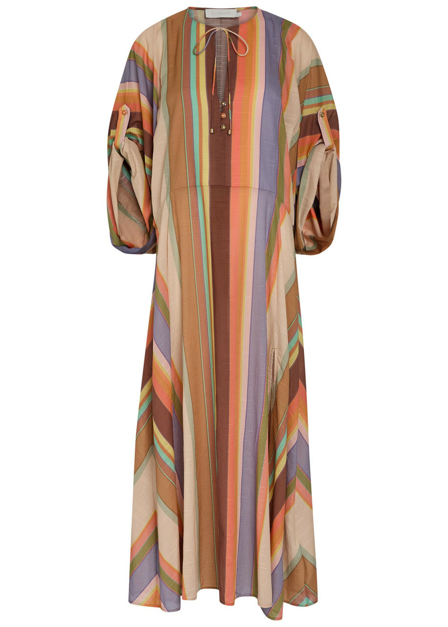 Zimmermann Solstice Striped Cotton Tunic Midi Dress Multicoloured