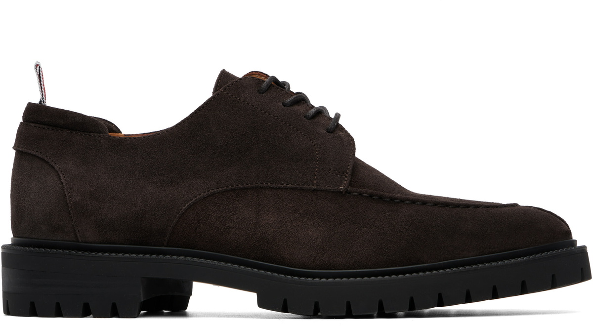 Thom Browne Brown Calf Suede Commando Sole Derbys