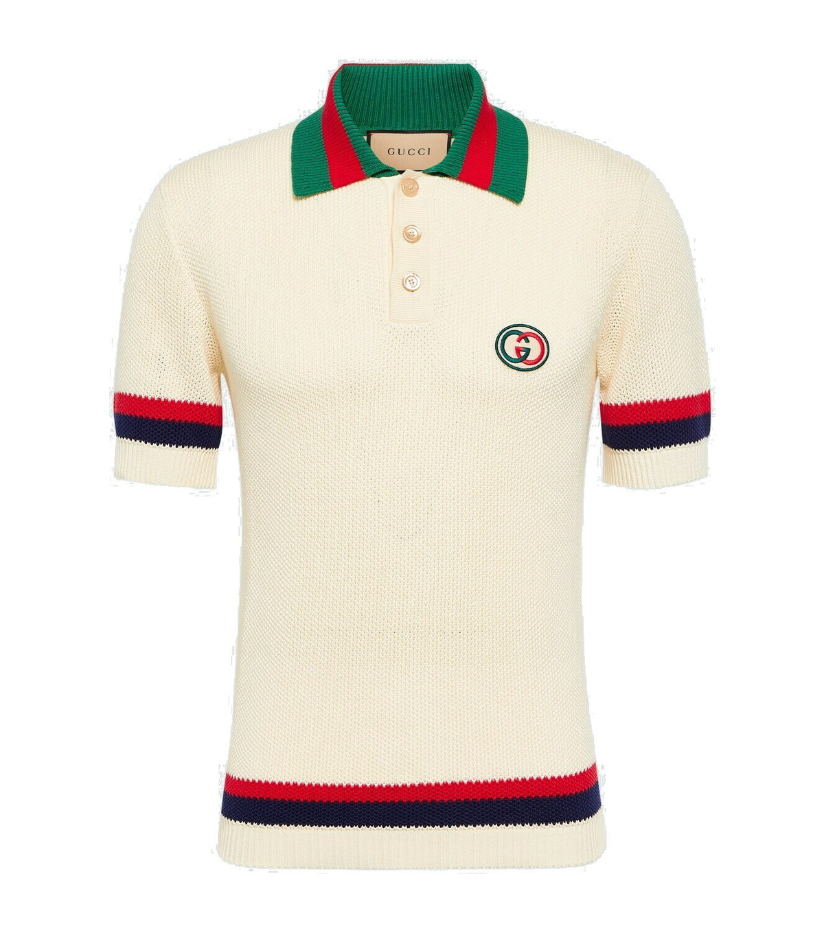24SS new/GUCCI ウェブストライプポロセーター Sweater White Gucci Web Stripe cotton polo sweater Gucci