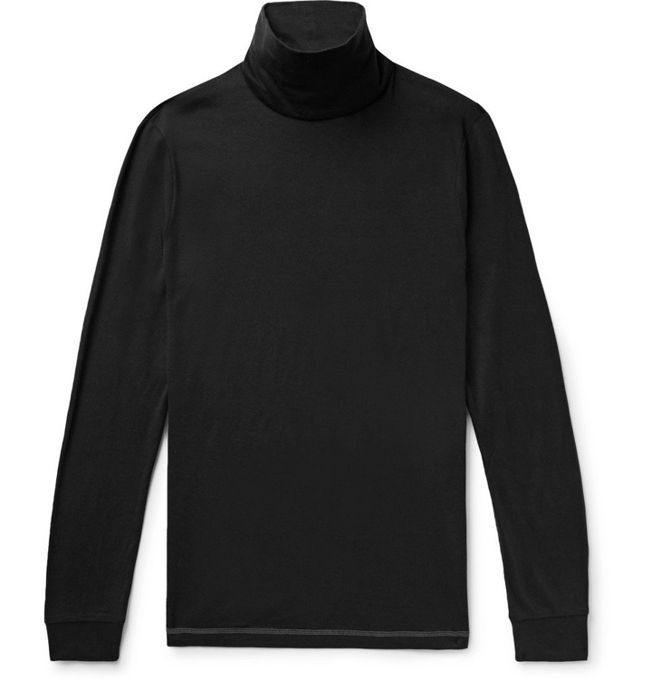 Photo: Theory - Slim-Fit Cotton and Cashmere-Blend Rollneck T-Shirt - Black