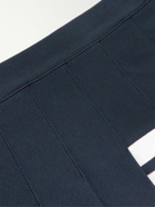 Thom Browne - Pleated Grosgrain-Trimmed Striped Cotton-Blend Piqué Kilt - Blue