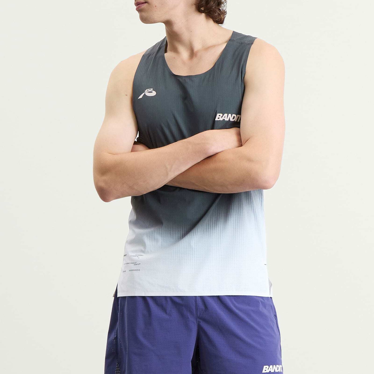Bandit Men's Vento Singlet in Striated Gradient/Black/White
