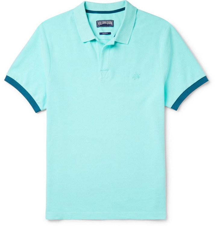 Photo: Vilebrequin - Palatin Contrast-Tipped Cotton-Piqué Polo Shirt - Men - Light blue