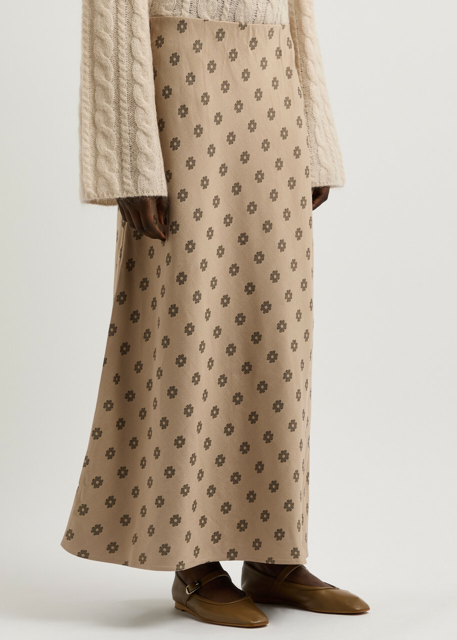 BY Malene Birger Boshan Floral-jacquard Midi Skirt Beige