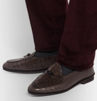 Rubinacci - Marphy Croc-Effect Leather Tasselled Loafers - Gray