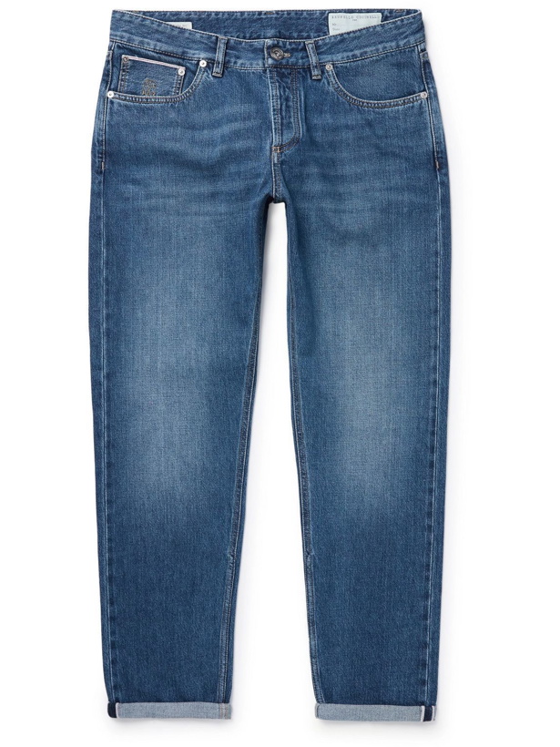 Photo: Brunello Cucinelli - Straight-Leg Selvedge Jeans - Blue