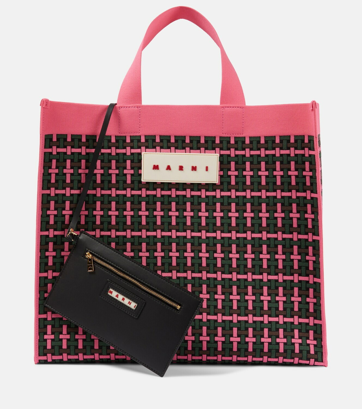 Large Tote in natural-coloured raffia-effect fabric | Marni