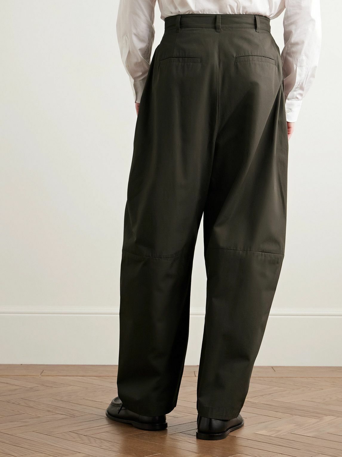 Amomento - Barrel-Leg Cotton-Poplin Trousers - Green