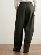 Amomento - Barrel-Leg Cotton-Poplin Trousers - Green