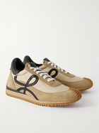 Loewe - Flow Runner Leather-Trimmed Suede and Nylon Sneakers - Neutrals