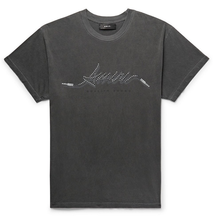 Photo: AMIRI - Logo-Print Cotton-Jersey T-Shirt - Gray