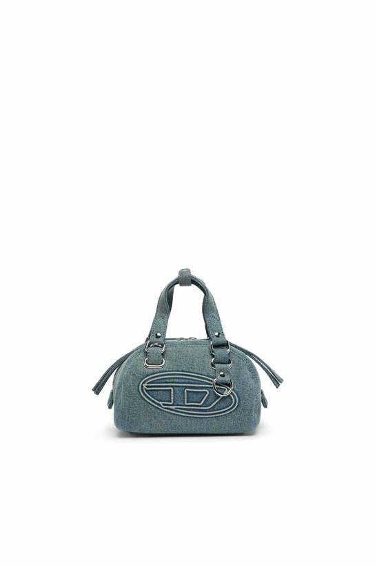 Photo: Diesel 1DR Dome-Small bowling bag in denim with Oval D logo - Crossbody Bags - Unisex - Blue