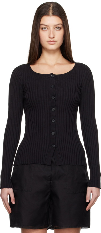 Photo: Silk Laundry Black Ribbed Kia Cardigan
