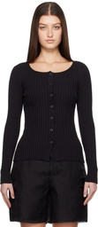Silk Laundry Black Ribbed Kia Cardigan