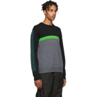 Kenzo Black and Green Colorblock Sweater