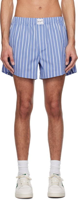 Photo: Axel Arigato Blue & White Striped Cotton Shorts