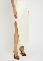 A.W.A.K.E Mode Side-split Satin Midi Skirt Ivory