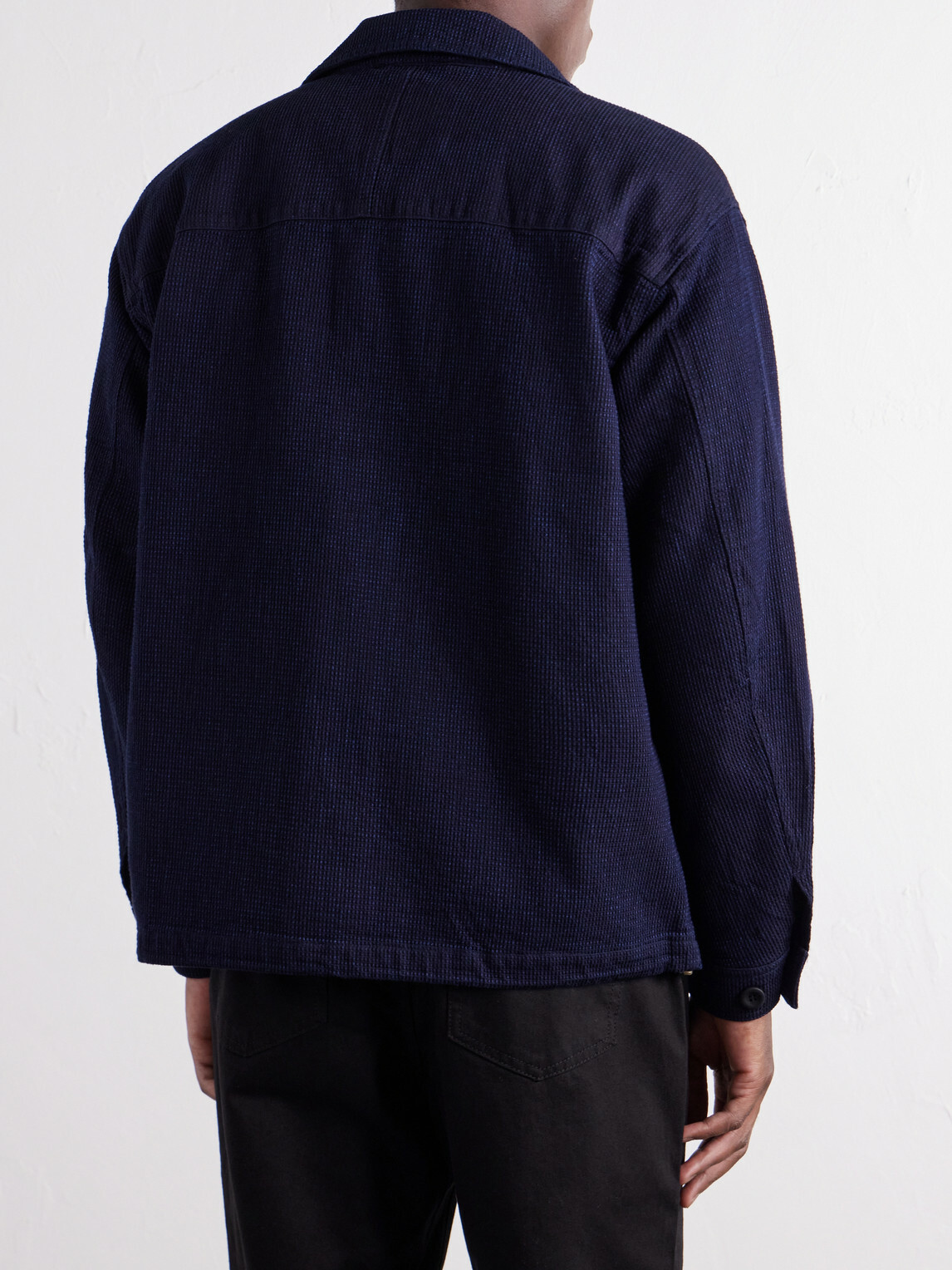 FrizmWORKS - Waffle-Knit Cotton Jacket - Blue