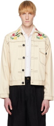 HARAGO Beige Beadwork Cropped Jacket