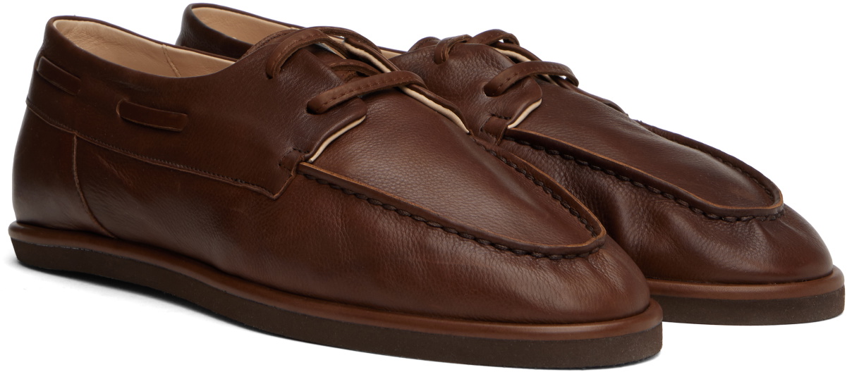AURALEE Brown Soft Leather Deck Shoes