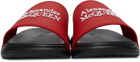 Alexander McQueen Red & Black Logo Pool Slides