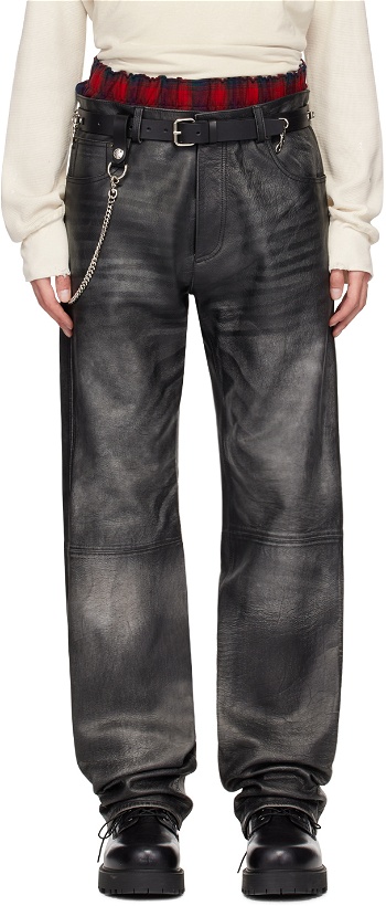Photo: 424 Black Faded Leather Pants