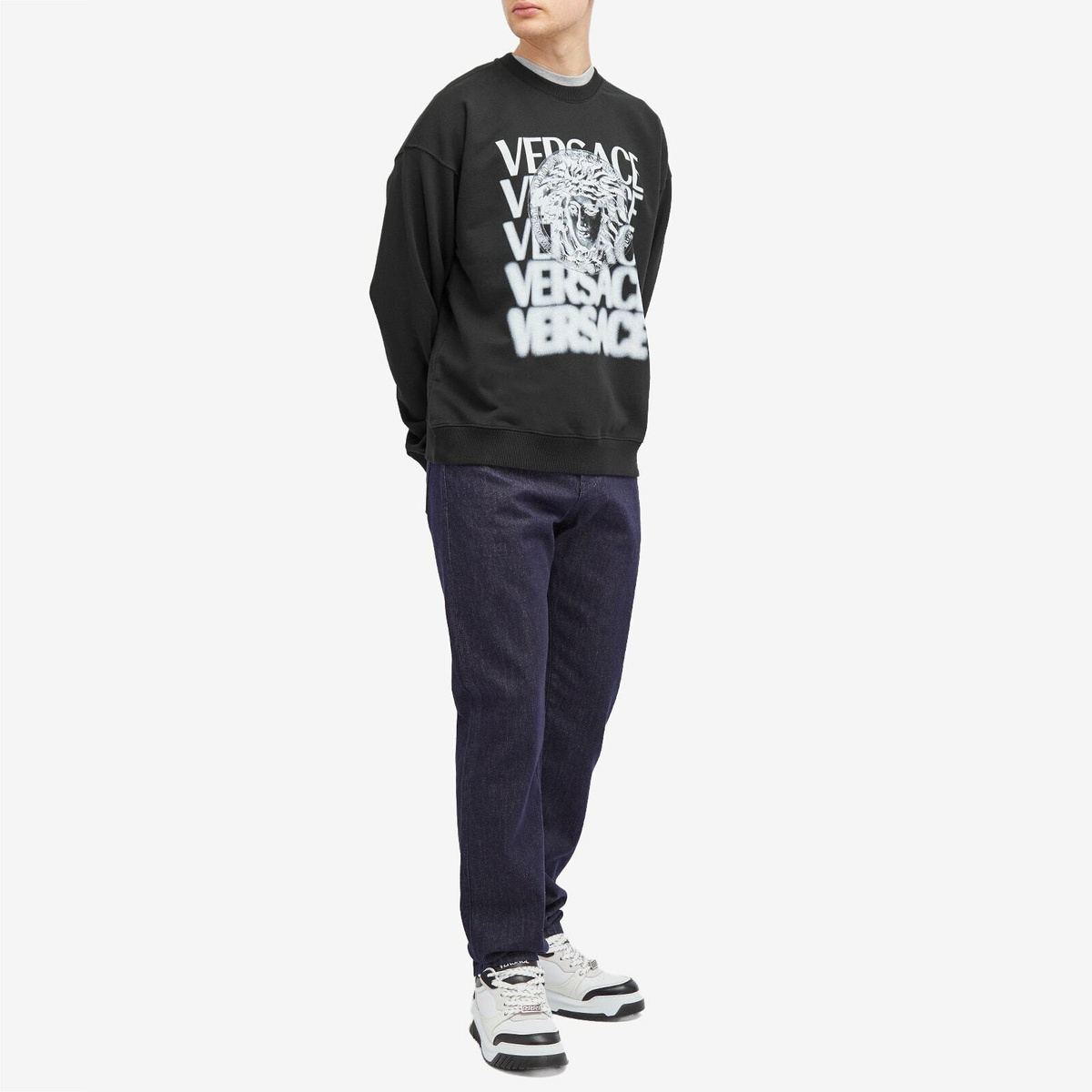 Versace Men's Medusa Medallion Sweatshirt in Black/Print