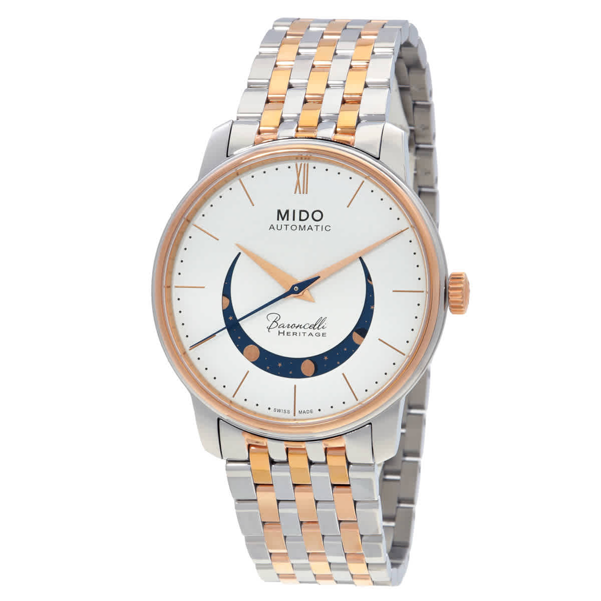 Mido Baroncelli Smiling Moon Automatic White Dial Mens Watch M0274072201001