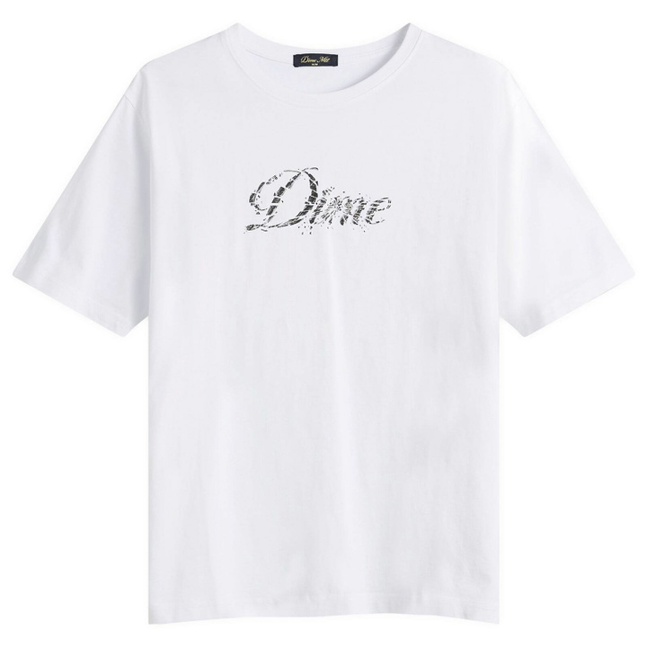 Photo: Dime Men's Cursive Smashed T-Shirt in White