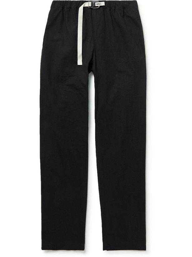 Photo: Abc. 123. - Straight-Leg Webbing-Trimmed Logo-Embroidered Cotton-Ripstop Trousers - Gray